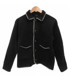 グリーンレーベルリラクシング ユナイテッドアローズ green label relaxing ニットジャケット 160 ステッチデザイン 長袖 レギュラーカラー 黒 ブラック /NU ■ECG001