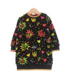 ディーゼル キッズ DIESEL KIDS スウェット ベロア 24M  スナップボタン 総柄 クルーネック 黒 ブラック マルチカラー /SX ■ECG001