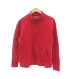 チャップス CHAPS RALPH LAUREN 美品 ブルゾン ニットジャケット L 赤 レッド スタンドカラー ジップアップ /SJ ■ECG003