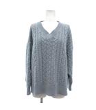 シネマクラブ CINEMACLUB ニット セーター ウール L 水色 Vネック ケーブルニット 長袖 /NL ■ECG003