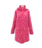 クレージュ courreges 中綿コート ロング丈 スタンドカラー ワンポイント刺繍 40 ピンク /IB ■ECG003