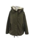 イネド INED ショートモッズコート 9 ダークグリーン フード ラビットファー ボアライナー付き ドロスト /HW ■ECG003