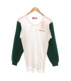 ミズノ MIZUNO タグ付き ヴィンテージ ロンT Tシャツ L 白 ホワイト 緑 グリーン ラウンドネック 切替 /NL ■ECF003