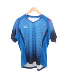 ミズノ MIZUNO 美品 Tシャツ L 青 ブルー 半袖 Vネック グラデーション 総柄 /NL ■ECF003