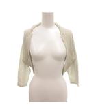 美品 ボレロ 白 ホワイト 七分袖 ノーカラー 光沢感 /IL ■ECF003
