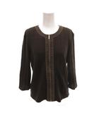 クレージュ courreges ジップジャケット ノーカラー ニット チェック柄 11R 茶 ブラウン /JS ■ECF003