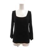 ニット カットソー 絹 シルク M 黒 ブラック 薄手 スクエアネック 長袖 /KB ■ECF003