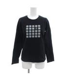 クレージュ courreges ロンT Tシャツ カットソー 38 黒 ブラック グラフィックプリント ラウンドネック 長袖 /NL ■ECF003