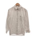 ハッシュパピー Hush Puppies ボタンダウンシャツ M 白 ホワイト ストライプ柄 ボタンダウンカラー 長袖 ECF003 /KR ■ECF003