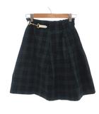 フランシュリッペ franche lippee イージーフレアスカート M 緑 グリーン チェック柄 シャーリングウエスト 膝丈 ECF003 /KR ■ECF003