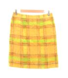 フランシュリッペ franche lippee タイトスカート ウール M 黄 イエロー チェック柄 ひざ丈 /NU ■ECF003