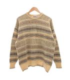  グレンクレイグ ニットウェア Glencraig Knitwear セーター ウール LL ベージュ 総柄 クルーネック 長袖 /ML ■ECF004