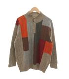 チャップス CHAPS ラルフローレン ニット セーター シルク混 2L グレージュ ハーフボタン ケーブル編み /YF ■ECG004
