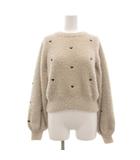 オリーブデオリーブ OLIVE des OLIVE タグ付き シャギーニット セーター S ベージュ ハート柄 クルーネック 長袖 /NL ■ECF004