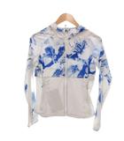 アディダス adidas ウィンドブレーカー L 白 ホワイト 水色 スカイブルー 花柄 フード付き /YF ■ECF004