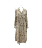 オリーブデオリーブ OLIVE des OLIVE シャツワンピース ロング丈 M ベージュ 花柄 長袖 襟付き /ML ■ECF004