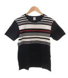 Tシャツ 2 紺 ネイビー 半袖 ボーダー柄 切り替えデザイン /YF ■ECF004