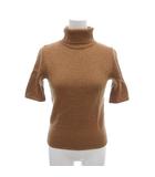 インディヴィ INDIVI 美品 タートルネックニット 38 茶 ブラウン タートルネック 半袖 ラメ入り /IL ■ECF004