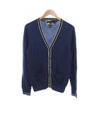 トミーヒルフィガー TOMMY HILFIGER カーディガン M 青 Vネック 長袖 ライン入り /IL ■ECF004