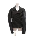 トップショップ TOPSHOP ライダースジャケット レザー 本革 EUR42 黒 ブラック アシンメトリージッパー /NL ■ECF004