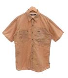 カンサイジーンズ KANSAI JEANS シャツ L 橙色 オレンジ チェック柄 半袖 胸ポケット /SC ■ECF004