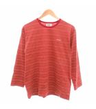 レノマ renoma タグ付き ロンT Tシャツ M 赤 レッド ボーダー柄 ラウンドネック 七分袖 /NL ■ECF005