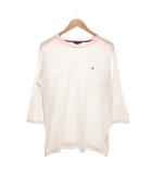 トミーヒルフィガー TOMMY HILFIGER Tシャツ L 白 ホワイト ラウンドネック ワンポイントロゴ 七分袖 /NU ■ECG005