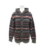 B&Y ユナイテッドアローズ BEAUTY&YOUTH ビューティー&ユース 美品 ニットパーカー フーディー ウール S グレー ノルディック柄 ボタン開閉 長袖 /MX