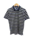 ブルックスブラザーズ BROOKS BROTHERS SLIM FIT 美品 ポロシャツ M 紺 ネイビー 半袖 ボーダー柄 ロゴ刺繍 /SJ ■ECE006