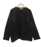 メンズメルローズ MEN'S MELROSE ブルゾン ジャケット M 黒 ブラック ノーカラー 長袖 フロントボタン 無地 ウール /ML ■ECF006