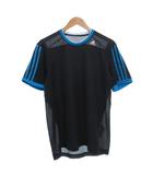アディダス adidas Tシャツ L 黒 ブラック 青 ブルー メッシュTシャツ 半袖 /SX ■ECF006