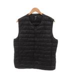 ユニクロ UNIQLO 美品 ダウンベスト ジャケット Vネック L 黒 ブラック キルティング /SJ ■ECF006