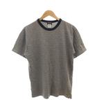 Tシャツ M 灰色 グレー ボーダー柄 クルーネック 半袖 /SC ■ECF006