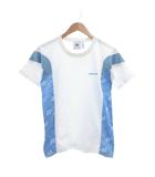 アディダス adidas Tシャツ XS 白 ホワイト 水色 ライトブルー ロゴプリント 半袖 /SX ■ECF006