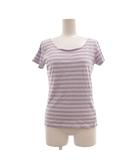 Tシャツ カットソー ボーダー柄 半袖 紫 パープル /SX ■ECG007