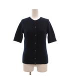 ラルフローレン RALPH LAUREN カーディガン カシミヤ混 M 紺 ネイビー クルーネック 半袖 無地 ウール /SX ■ECG007