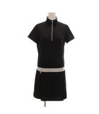 カルバンクラインゴルフ Calvin Klein golf ワンピース 半袖 ハーフジップ ひざ丈 プリーツ M 黒 ブラック /NU ■ECG007