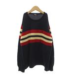 ポロ バイ ラルフローレン Polo by Ralph Lauren 美品 ヴィンテージ ニット セーター 長袖 160 クルーネック ポニー刺繍 ボーダー柄 紺 ネイビー 白 ホワイト 赤 レッド /KB ■ECG007
