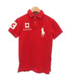 ポロ ラルフローレン POLO RALPH LAUREN 美品 ポロシャツ 鹿の子 半袖 XS レギュラーカラー ポニー刺繍 ワッペン カナダ国旗 赤 レッド /KB ■ECG007