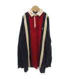 ポロ バイ ラルフローレン Polo by Ralph Lauren ヴィンテージ ポロシャツ 長袖 160 レギュラーカラー ストライプ柄 ポニー刺繍 紺 ネイビー 白 ホワイト 赤 レッド /KB ■ECG007