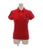 ラルフローレン RALPH LAUREN 美品 THE SKINNY POLO ポロシャツ 鹿の子 半袖 M ポロカラー ビッグポニー刺繍 赤 レッド 青 ブルー /KB ■ECG007
