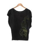 ディーゼル DIESEL Tシャツ フレンチスリーブ S ラウンドネック グラフィック プリント 黒 ブラック 緑 グリーン /KB ■ECG007