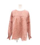 ANNA SUI コラボ 美品 ブラウス S ピンク 総柄 ラウンドネック 長袖 /NL ■ECF007