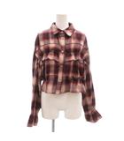 アクシーズファム axes femme 美品 シャツ ブラウス F 赤 レッド チェック柄 フリル 長袖 /NL ■ECF007