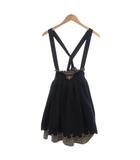 アクシーズファム axes femme ジャンパースカート M 紺 ネイビー サスペンダー スカラップ プリーツ ひざ丈 チェック柄 /NL ■ECF007