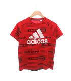アディダス adidas Tシャツ 150 赤 レッド 黒 ブラック ロゴプリント 半袖 総柄 /NU ■ECF007