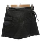 ザラ ZARA 美品 キュロットパンツ ショートパンツ フェイクレザー 11-12 ラップデザイン ミニ丈 黒 ブラック /KB ■ECF007