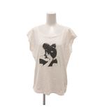美品 Tシャツ カットソー 3 白 ホワイト プリント クルーネック フレンチスリーブ /IL ■ECG008