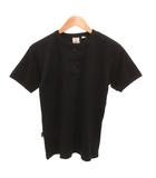 アヴィレックス AVIREX タグ付き ヘンリーネックTシャツ 半袖 リブ M 黒 ブラック 618364 /JS ■ECF008