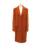 マックスマーラ MAX MARA 白タグ イタリア製 アンゴラ混 チェスターコート シングル 42 比翼 フラップポケット ロング丈 ブラウン系 /KB ■GY80